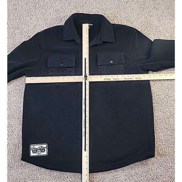 True Religion Lurex Black Polar Fleece Shacket Jacket for Men Size M - Picture 6 of 8